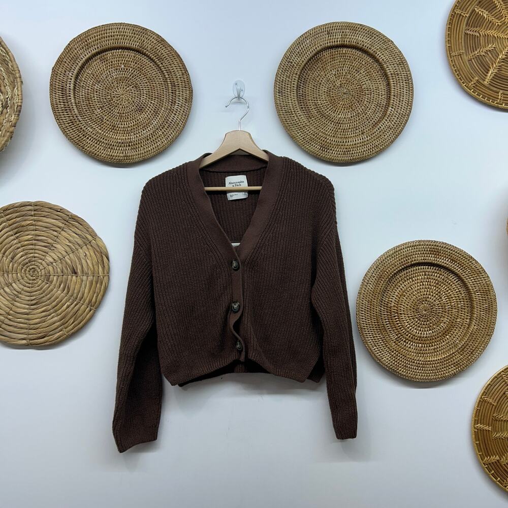 Abercrombie Matching Set Cropped Knit Tank Top Cardigan Sweater XS Neutral Brown